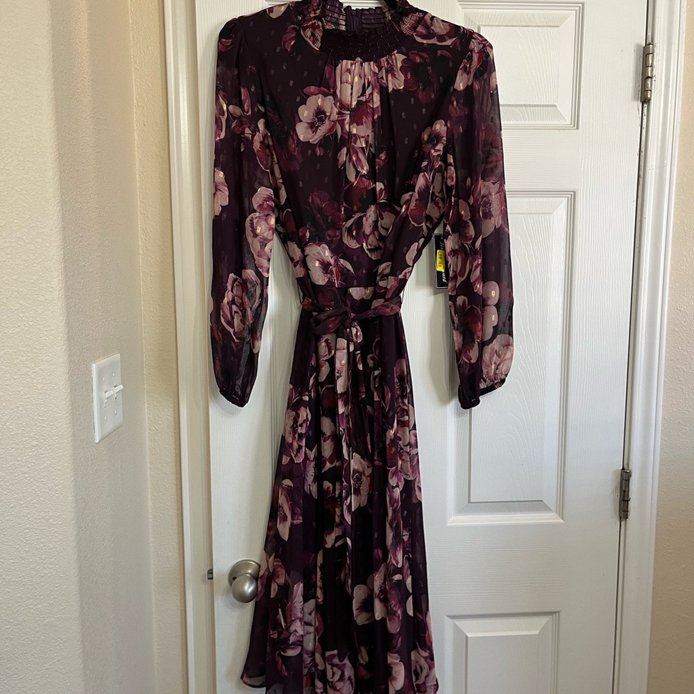Jessica Howard Pink Wrap chiffon dress with Sleeves size 16